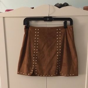 Forever 21 camel suede studded skirt